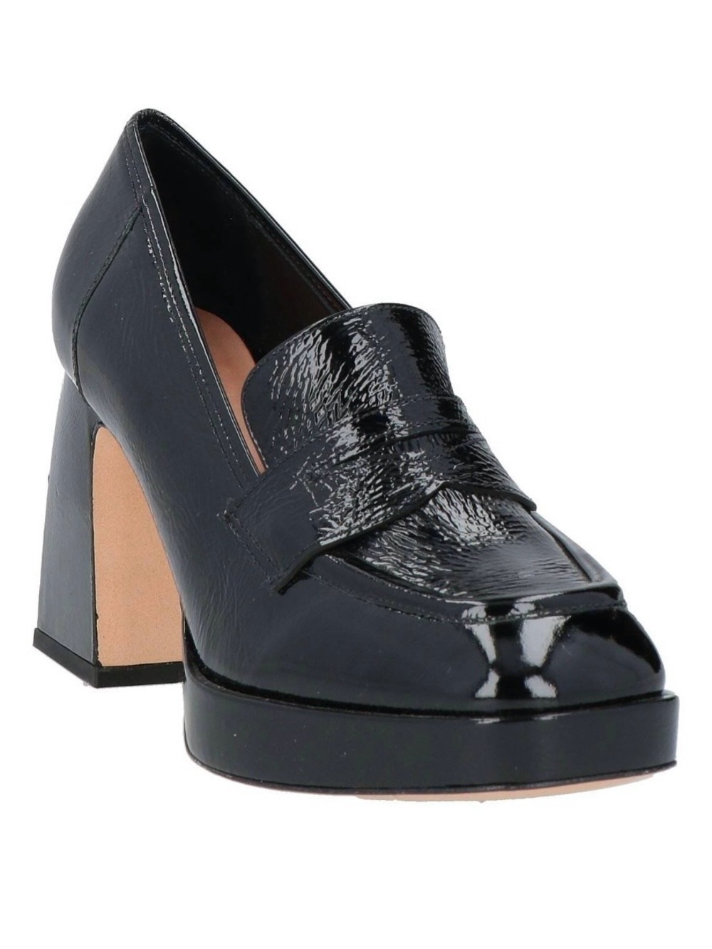 Vicenzo Verniz Show Preto Platform Penny Loafers Size 38